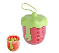 Movable Salad Fruit Cup including Fork | 600ml Leakproof Cup with Removable Colander | Portable Fruit Container | for Home Picnic Camping Salad Snack Cleaning Preparing Watermelon