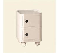 Movable Square Nightstand with WheelsMultifunctional Plastic Side Table for Bathroom Office & Living Room 2Tier Design Stylish Beige Storage Solution