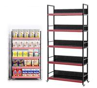 Movable Supermarket Shelf with Wheels, Large Snacks Drinks Medicine Crisps Display Rack for Stationery Store Drugstores Kitchen, Multi-layer Push-pull Display Cart ( Color : Black , Size : 60x32x163cm