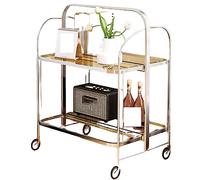 Movable Trolley with Smooth Universal Wheels, Metal Foldable Storage Rack, Strong Two-Tier Cart, Space-saving & Durable