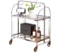 Movable Trolley with Smooth Universal Wheels, Metal Foldable Storage Rack, Strong Two-Tier Cart, Space-saving & Durable