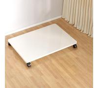 Movable Under Desk Printer Shelf with 4 Caster Wheels - Adjustable CPU Stand & Copier Holder for Office Space (White, 60x35x6.2cm)