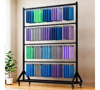 Movable Vinyl Roll Storage Rack - 12 Pieces Adjustable Textile Holder with Hanging Rod for Window Film & Wallpaper Display (63x71in, 160x180cm)