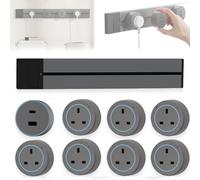 Movable Wall Socket on Track, Swivel AC Outlet for Kitchen Island, Modular Electric Power Strip with Adjustable Positions for Workspace & Living Room Gray-UK 60CM