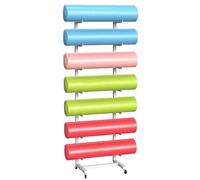 Movable Yoga Mat Holder with Lockable Wheels, Portable Skateboard Foam Roller Storage Rack Against The Wall, Commercial Home Yoga Mat Organizer, Steel Frame Yoga Mat Holders for Women