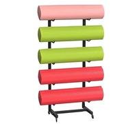 Movable Yoga Mat Holder with Lockable Wheels, Portable Skateboard Foam Roller Storage Rack Against The Wall, Commercial Home Yoga Mat Organizer, Steel Frame Yoga Mat Holders for Women