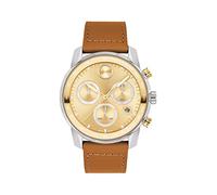 Movado 3600908 Bold Verso Men's Swiss Quartz Stainless Steel and Leather Strap Watch, Color: Camel, Camel, Camel