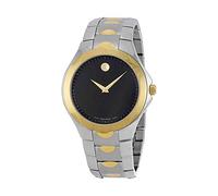 MOVADO Men's Two Tone Steel Bracelet Swiss Quartz Black DIAL Watch 0606906