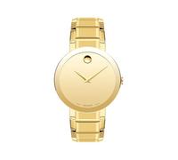 Movado Sapphire Men's Watch - Swiss Quartz Movement, Stainless Steel Link Bracelet - 3 ATM Water Resistance - Luxury Fashion Timepiece for Him - 39mm, Gold Plated, 39 mm, Modern
