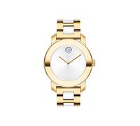 Movado Women's Bold Iconic Pale Gold Ionic Plated Stainless Steel Case, Pale Gold Ionic Plated Stainless Steel and White Ceramic Link Bracelet, Two Tone, (Model: 3600892), Gold Plated, No Size,