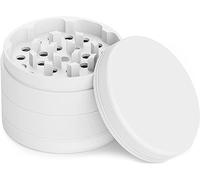 Movaleaf Ceramic Grinder/Crusher, Non-Stick, 4-Piece, Nano Ceramic Coated Herb Mill, Diameter 63 mm, Includes Carry Bag, Pollen Scraper and Brush. (White)