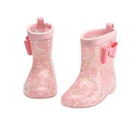 MOVAWAKY Baby Wellies, Kids Rain Boots Wellies Boots Kids Walking Gripped Sole Fashionable Girls' with Pretty Designs for Little and Big Red