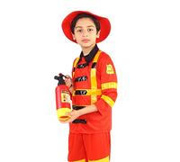 MOVAWAKY Boys Fireman Fire Fighter Fancy Dress Costume Set Firefighter Outfit Kids Role Play For Aged Accessories With Extinguisher Walkie Talkie Great Perfect Halloween