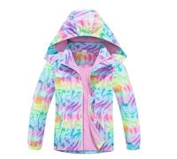 MOVAWAKY Boys Waterproof Jacket, Rain Jacket Girl Girls Waterproof Hooded Lightweight Girls Black Hoodie Kids Sunscreen Anti-Fog Raincoat Clothes for Children 3~15 Years