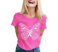 MOVAWAKY Breast Cancer Awareness Tshirt,Soft Breathable Rond Neck Pink Ribbon Tee This is My Fighting Shirt T-Shirt Top Tickled T Survivor Tshirt for Daily Wear & Events October (,)