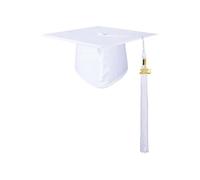 MOVAWAKY Graduation Cap Adult, Mortarboard Academic High School University with Tassel Graduation Gifts for Him Adjustable Academic Hat Reusable Mortarboard Bachelor Hood for Ceremony Party White