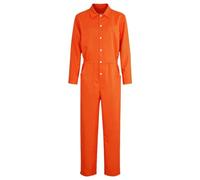 MOVAWAKY Halloween Costumes Prisoner Orange With Boiler Suit Costume Accessories Outfits Bold Prison Print Jail Inmate Outfit Top Trousers & Prop Cuffs Role-Play Party Zipper Cosplay (#A2 Orange,3XL)