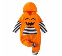 MOVAWAKY Halloween Kids Costume Outfit Sleeveless Pumpkin Romper + Indoor Clothes Witch Costumes For New Born Baby Boy Set Unisex Top With Funny Hat Booties Gift Party