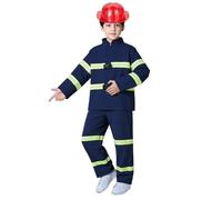 MOVAWAKY Kids Fireman Costume Set With Firefighter Accessories Career Role Play Costumes Doctor Outfit 4-5 Years Dress Up Age 3 Fancy For Halloween Jacket Trousers Perfect