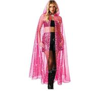 MOVAWAKY Medieval Hooded Cloak With Adjustable Witch Masquerade Cape Halloween Costumes Shiny Metallic Cosplay Robe Bling Glitter Sparkly Cloaks Fancy Dress Costume Vintage Gothic Wizard Party Gift