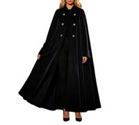 MOVAWAKY Unisex Medieval Cowl Hat Black Cloak Adult Full Length Sheer Cape Witch Vampires Costume Cosplay Fancy Dress Renaissance Hooded Coat Christmas Fantasy Play Stage Performance Outfits Gifts