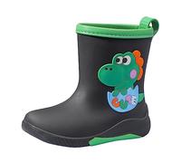 MOVAWAKY Wellies Children, Big Kid Wellingtons Shoes Kids Boots Kids Easy-On Pull Handles Unisex Children's Wellington Boots Junior Sizes Green