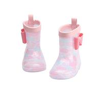 MOVAWAKY Wellingtons Kids, Waterproof Non-Slip Kids Rain Boots Child Wellies Pink Wellies Solid Color Fashionable Girls' with Pretty Designs for Baby, Little Kid, Big Kid