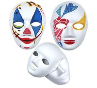 Movbudy 10 Packs Blank White Paper Masks, DIY White Masks for Halloween Masquerade Cosplay Christmas Festival Accessory