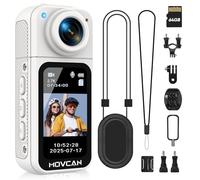 Movcan S70 Body Camera with Audio and Video Recording, 1080P HD Camera with 180° Rotating Lens, 64GB Camera for Work, Travel, White