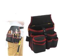 MOVDARL Multifunctional Tool Storage Bag Pouch Belt Electrician Toolkit Drill Waist Bag Wrench Screwdriver Hardware Tool Bags Organizer(Black red)
