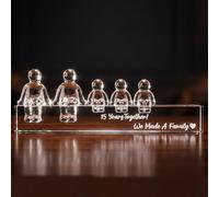 Movdyka 15th Wedding Anniversary Romantic Gifts forCouple Her Him 15 Years Crystal Anniversary Presents for Husband Wife 15 Years Together We Made A Family Glass Ornament(3 Children)