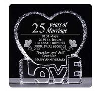 Movdyka 25th Silver Wedding Anniversary Romantic Gifts for Wife Couple Husband 25 Year Marriage Crystal Present for Her Him Paperweight Keepsake (25 years)