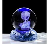 Movdyka 3D Crystal Ball Engraved Wolf and Moon with Space Lights Base Figurines Gifts for Men Him, 6cm/2.36 in. Keepsake Collectible for Wolf Lovers on Birthday Christmas Home Decor Ornaments