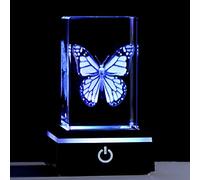 Movdyka 3D Crystal Etched Butterfly Gifts for Women Men Glass Animals Figurine Office Room Decor with LED Light Base, Butterflies Gifts for Birthday Christmas, Keepsakes & Paperweight