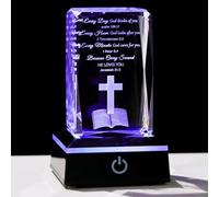 Movdyka - 3D Glass Christian Gifts for Women Men, Inspirational Bible Verse, Religious Keepsake with Colorful LED Night Light, Spiritual Encouragement Gifts for Women in