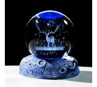 Movdyka 3D Reindeer Figurine 2.36 in Crystal Ball Stag Gifts for Women Him