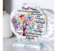 Movdyka 5.3" Crystal Mum Birthday Gifts Plaque for Mummy Glass Ornament Ideas on Mother's Day Keepsake for Best Mum from Daughter or Son Unique Personalised from Kids to Mother