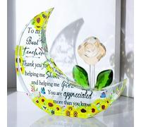Movdyka Appreciation Gifts for Teacher from Kids Students, Moon-shaped Plaque Thank You Gift for Teachers Women on End of Term Graduation, Glass Thoughtful Keepsake Ornaments