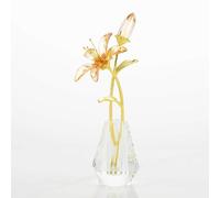 Movdyka Champagne Crystal Lily Flower Figurine with Stems - Handmade Collectible Statue for Decoration Mothers Day Centerpiece Valentines Day Bridal Shower Gift