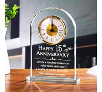 Movdyka Clock 15th Anniversary Crystal Wedding Gifts for Him Her Couples