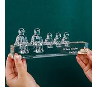 Movdyka Crystal 25th Silver Anniversary Wedding Gifts for Women Wife | 3 Children, Glass 25th Anniversary Presents for Husband Parents, 25 Years Together We Made A Family Figurines, Home Ornament