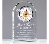 Movdyka Crystal Clock 25th Anniversary Silver Wedding Gifts for Couples | 25 Years of Anniversary Presents for Wife Husband, Marriage Keepsakes for Her Him, Living Room Ornaments, Table Clock