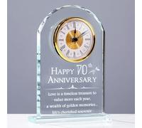 Movdyka Crystal Clock 70th Anniversary Platinum Wedding Gifts for Parents