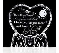 Movdyka Crystal Engraved Plaque I Love You Mum Birthday Gifts for Mother from Daughter and Son Mother's Day Romantic Gifts, Glass Keepsake Paperweight with MUM Letters