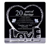 Movdyka Crystal Heart 20th Anniversary China Wedding Gifts for Him Her | 20 Years Marriage Keepsakes for Women Wife Husband, Porcelain Wedding Present for Girlfriend, Glass Sculpture Home Ornaments