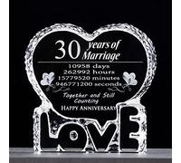 Movdyka Crystal Heart 30th Anniversary Pearl Wedding Gifts for Couple Wife | Happy 30 Years Anniversary Present for Him Her, Romantic Marriage Keepsake Gift for Husband Men, Paperweight Home Ornaments
