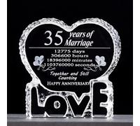 Movdyka Crystal Heart 35th Anniversary Coral Wedding Gifts for Couple Her | Happy 35 Years Anniversary Present for Him, Romantic Marriage Keepsake Gift for Parents Husband, Paperweight Home Ornaments