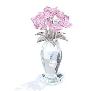 Movdyka Crystal Pink Rose Bouquet Figurines Gifts for Women Romantic Flowers Ornament for Home Decor Anniversary Birthday Valentine's Day Presents for Girlfriend Wife Partner