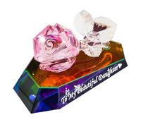 Movdyka Crystal Rose Special Daughter Gifts Birthday Presents Ornaments | To My Daughter Keepsakes from Mum Dad for Christmas Graduation Mother's Day, Multicolor Glass Flower Figurines, Unique Decor