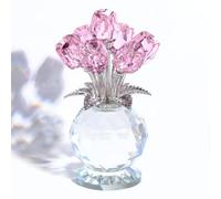 Movdyka Crystal Tulips Bouquet Figurines Gifts for Her Glass Pink Flowers Ornaments for Home Romantic Floral Presents for Women Mum Wife Mother's Day Birthday Anniversary